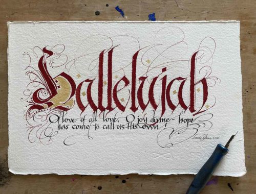 Calligraphy art on watercolor paper with pen