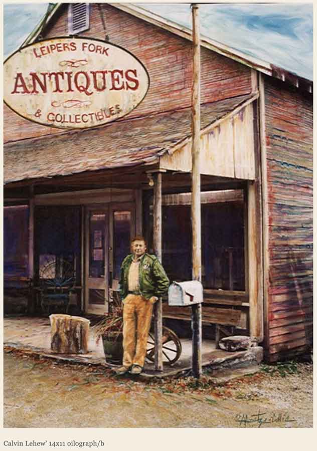 Anne Goetze mixed media painting Leipers Fork antiques