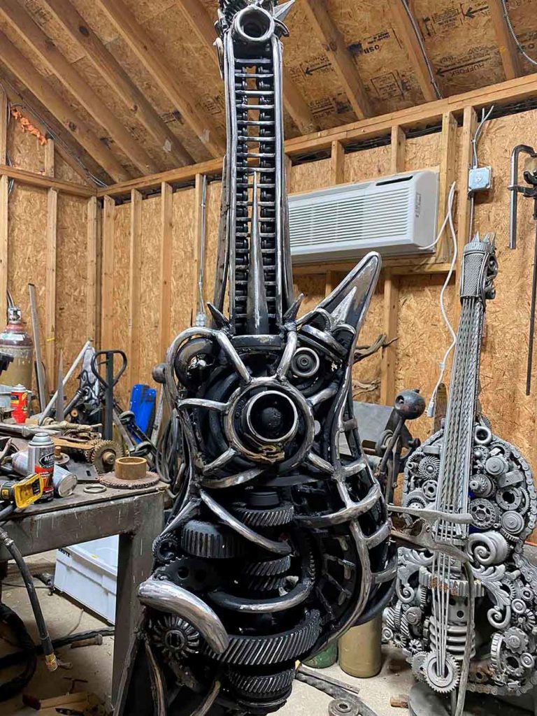 Valentine Adams Art metal guitar sculpture