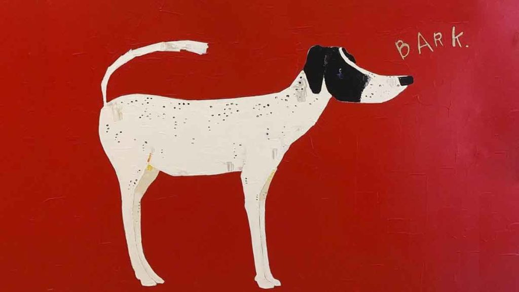 Trevor Mikula's white dog barking painting.