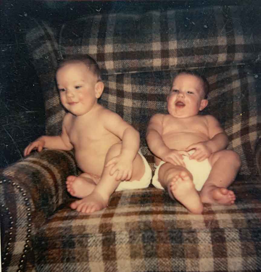 Trevor Mikula a baby with his twin