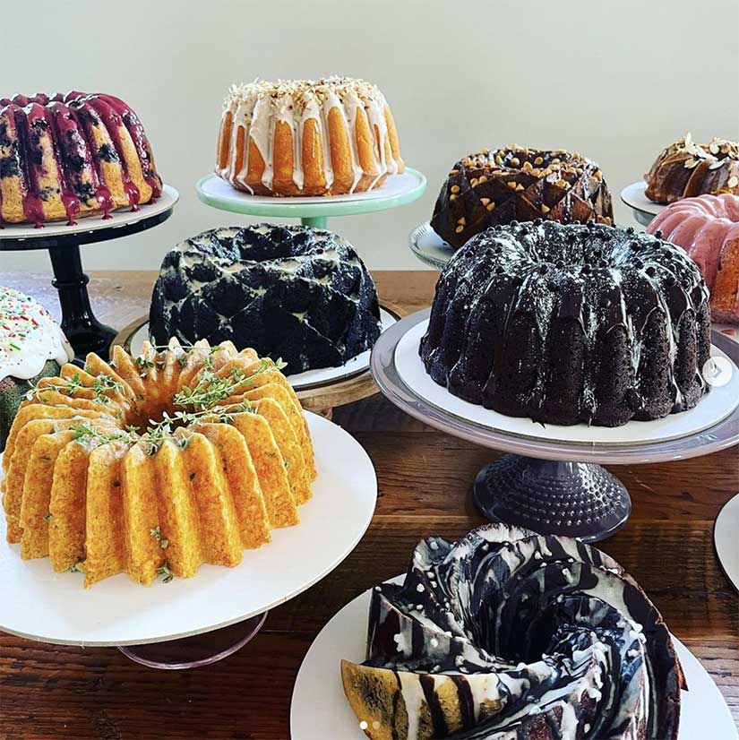 A variety of bundt cakes