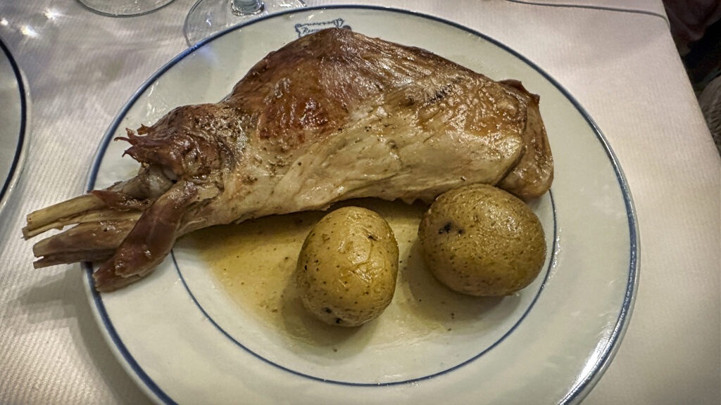 plate of poast baby lamb with potatoes