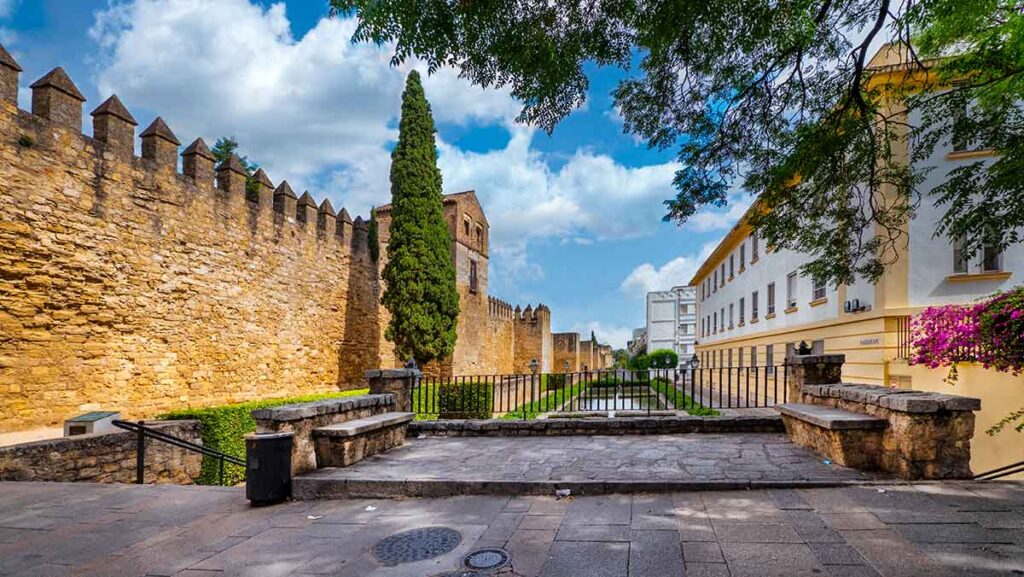 moats outside the medieval city gate Cordoba Spain