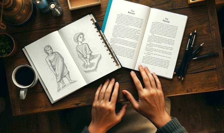 Hands holding open illustrated book, finish what you start